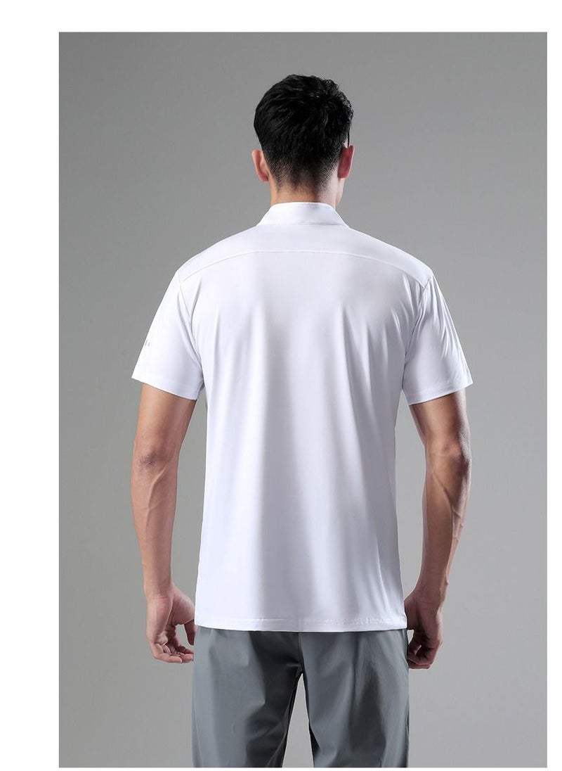 UTDOORWEAR - قميص بولو رجالي صيفي جديد غير رسمي بأكمام قصيرة وياقة قائمة وسحاب نصفي وسريع الجفاف - Image 1
