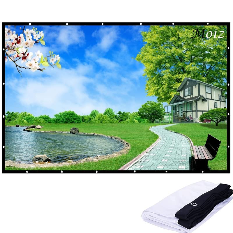 MOIZ [Upgraded] 65 Inch Projector Screen,4K HD 16:9 Portable Video Foldable Anti-Crease Indoor Outdoor for Home, Office, Classroom (4.7FTX2.7FT), (Width 144.78 cm x 81.28 cm Height) - Image 1