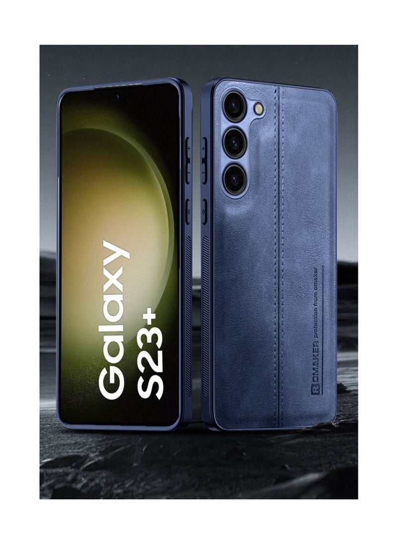 OMAKER Luxury PU Leather Shockproof Case Cover For Samsung Galaxy S23+ / S23 Plus 5G 2023 Navy Blue  - Image 2