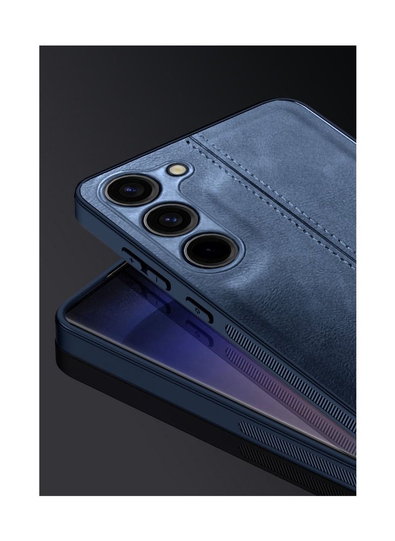 OMAKER - Luxury PU Leather Shockproof Case Cover For Samsung Galaxy S23+ / S23 Plus 5G 2023 Navy Blue - Image 1