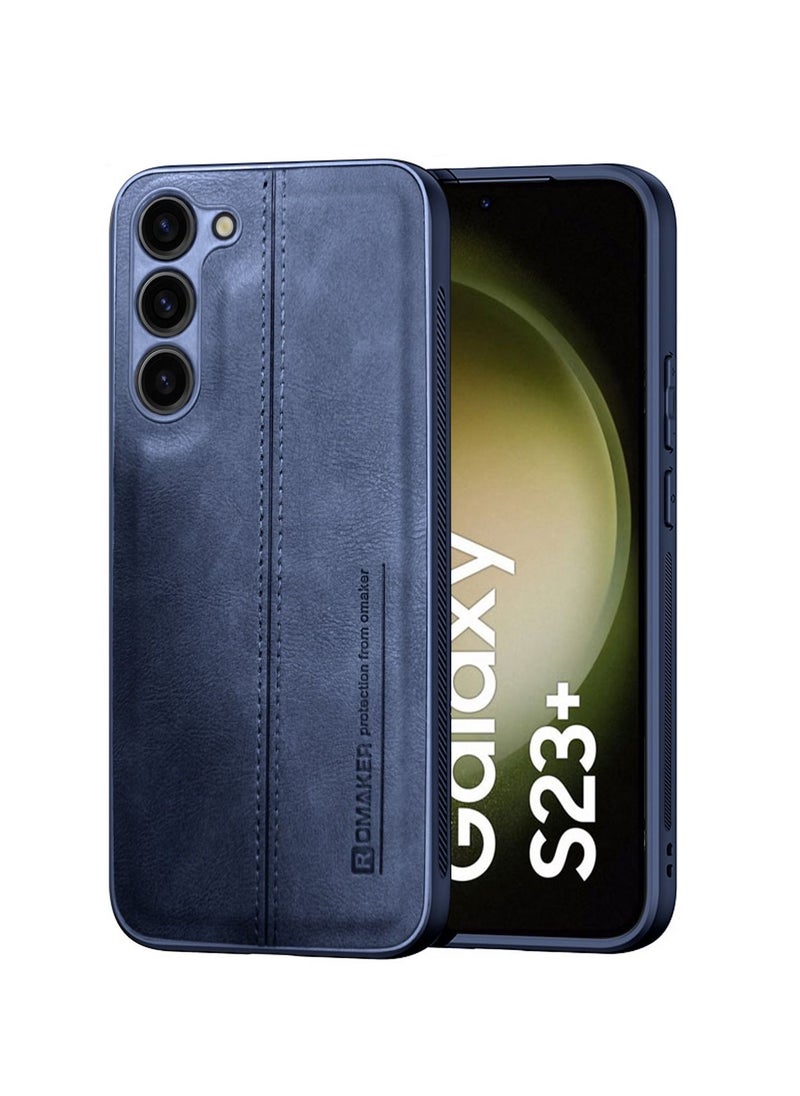 OMAKER Luxury PU Leather Shockproof Case Cover For Samsung Galaxy S23+ / S23 Plus 5G 2023 Navy Blue  - Image 1