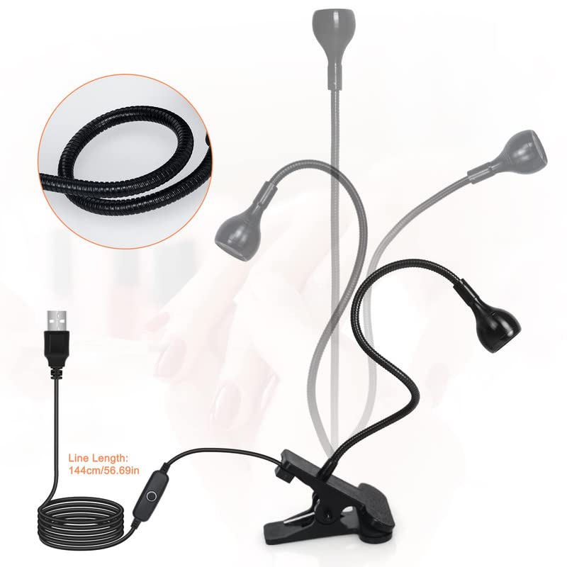 mlogiroa UV Light for Gel Nails 3W Mini UV Nail Lamp, with Gooseneck, 4 Levels Dimming, 365+395nm Wavelength, Portable Clamp with USB Charge, for Decoration DIY at Home Salon Manicure - Image 3