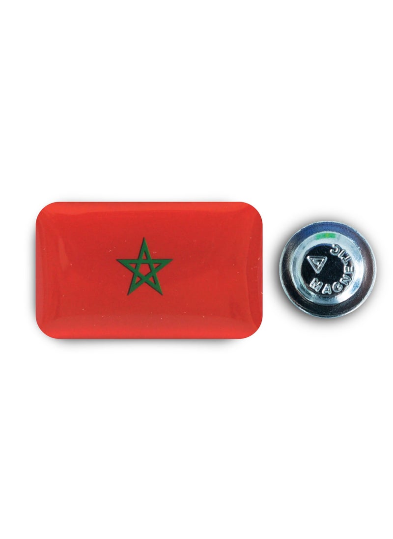 971MEDIA Morocco Flag - Metal Badge Epoxy Coated with Magnetic Pin that Doesn't Tear Clothes  - Image 1