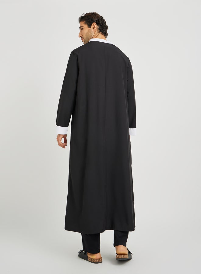 Take Two Take Two Black Striped Stand Collar Long Sleeve Thobe  - Image 4