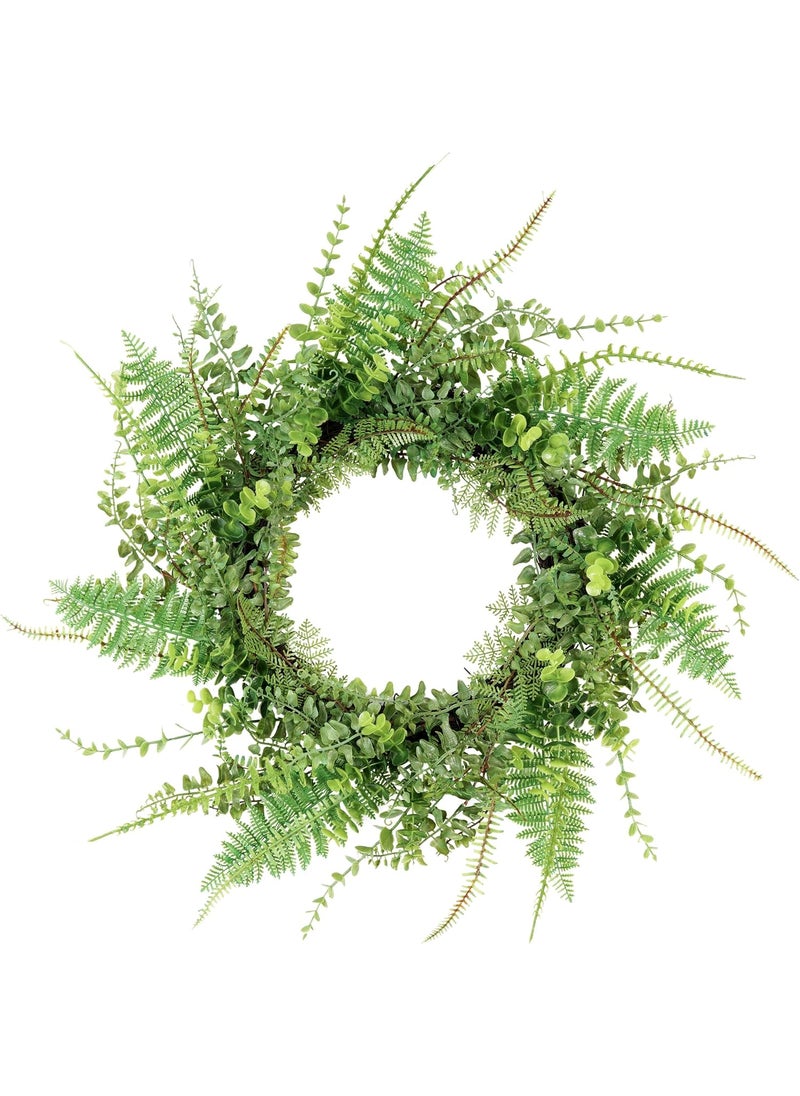 SEVENLOVE 26inch Fern Wreath for Front Door 26 Farmhouse Mixed Green Wreath for Door Wall Window Decoration Handmade Spring Summer Large Wreath  - Image 1