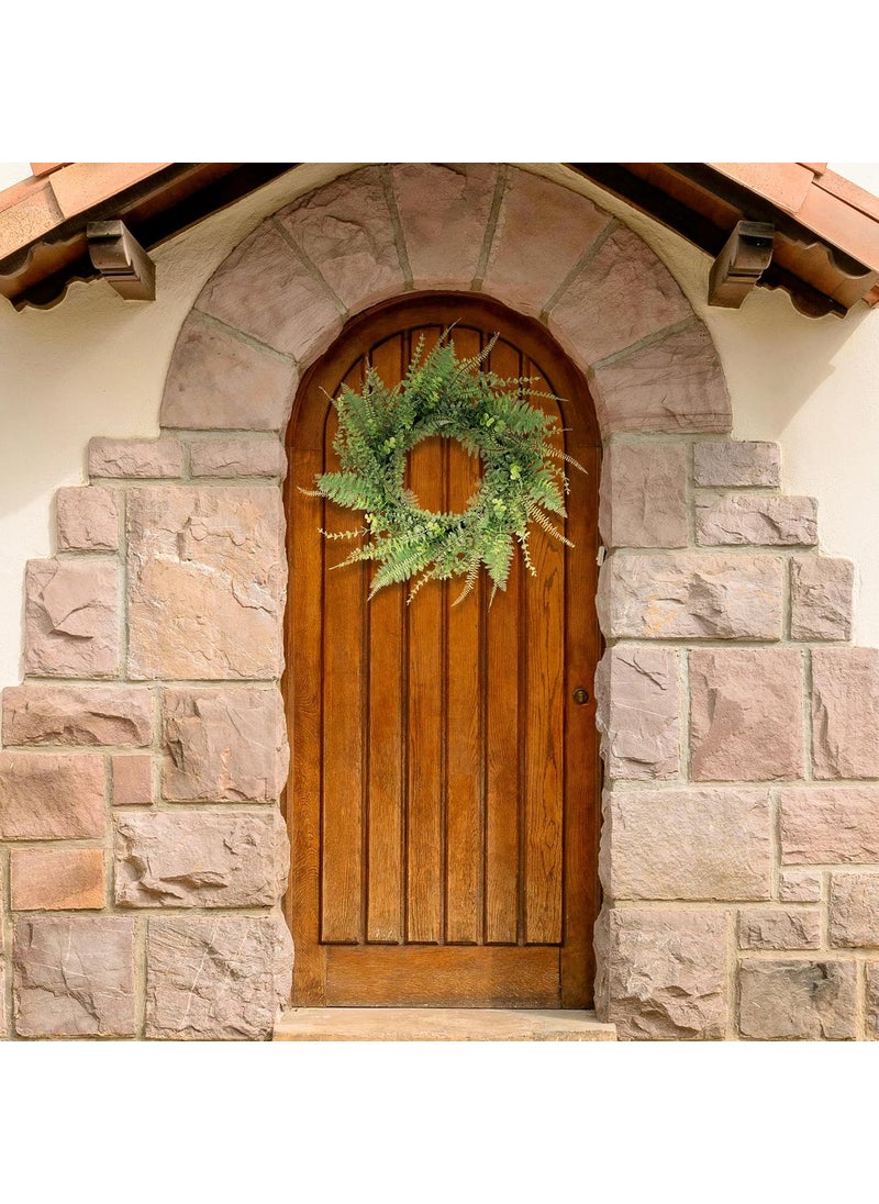 SEVENLOVE 26inch Fern Wreath for Front Door 26 Farmhouse Mixed Green Wreath for Door Wall Window Decoration Handmade Spring Summer Large Wreath  - Image 3