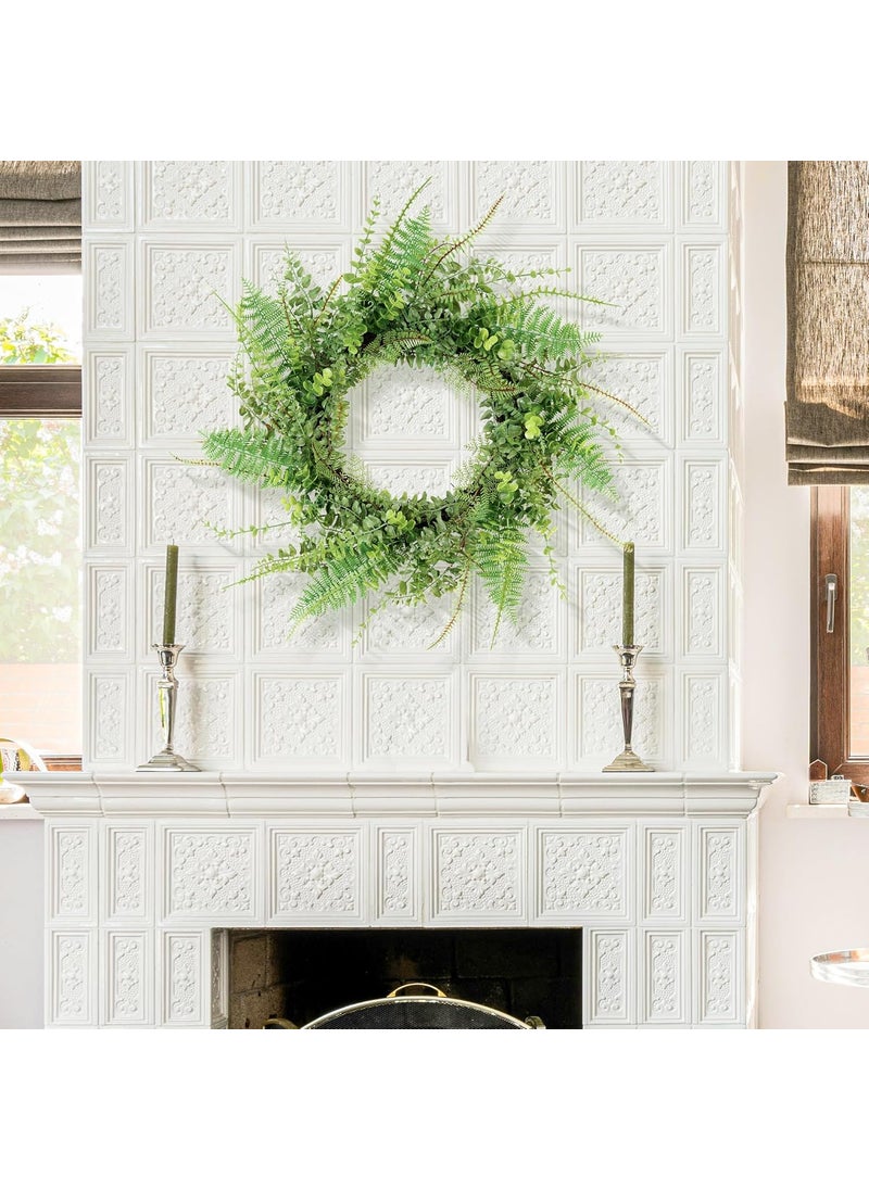 SEVENLOVE 26inch Fern Wreath for Front Door 26 Farmhouse Mixed Green Wreath for Door Wall Window Decoration Handmade Spring Summer Large Wreath  - Image 5