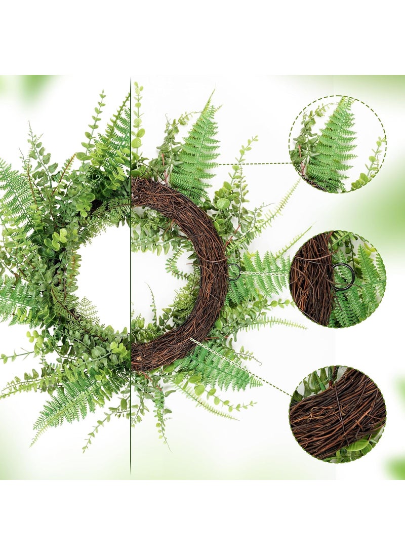 SEVENLOVE 26inch Fern Wreath for Front Door 26 Farmhouse Mixed Green Wreath for Door Wall Window Decoration Handmade Spring Summer Large Wreath  - Image 2