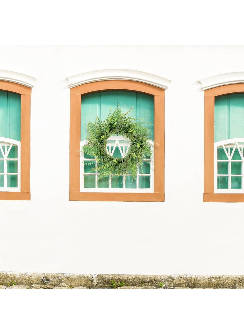SEVENLOVE 26inch Fern Wreath for Front Door 26 Farmhouse Mixed Green Wreath for Door Wall Window Decoration Handmade Spring Summer Large Wreath  - Image 4