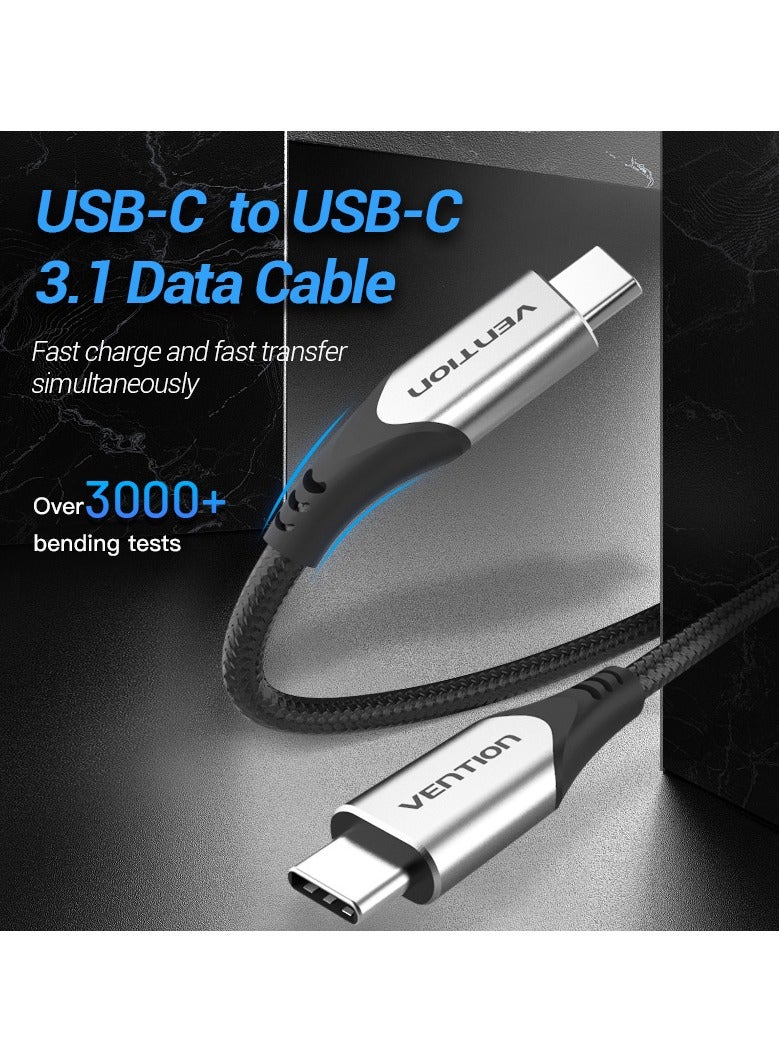 Vention USB-C to USB-C 3.1 Cable 1.5M Gray, 60W 5Gbps 4K Video Output, Durable Cotton Braided Type-C Cable 3A Output – Compatible with iPhone 15/Pro/Plus/Pro Max, MacBook, iPad Pro/Air/Mini, Galaxy - Image 2