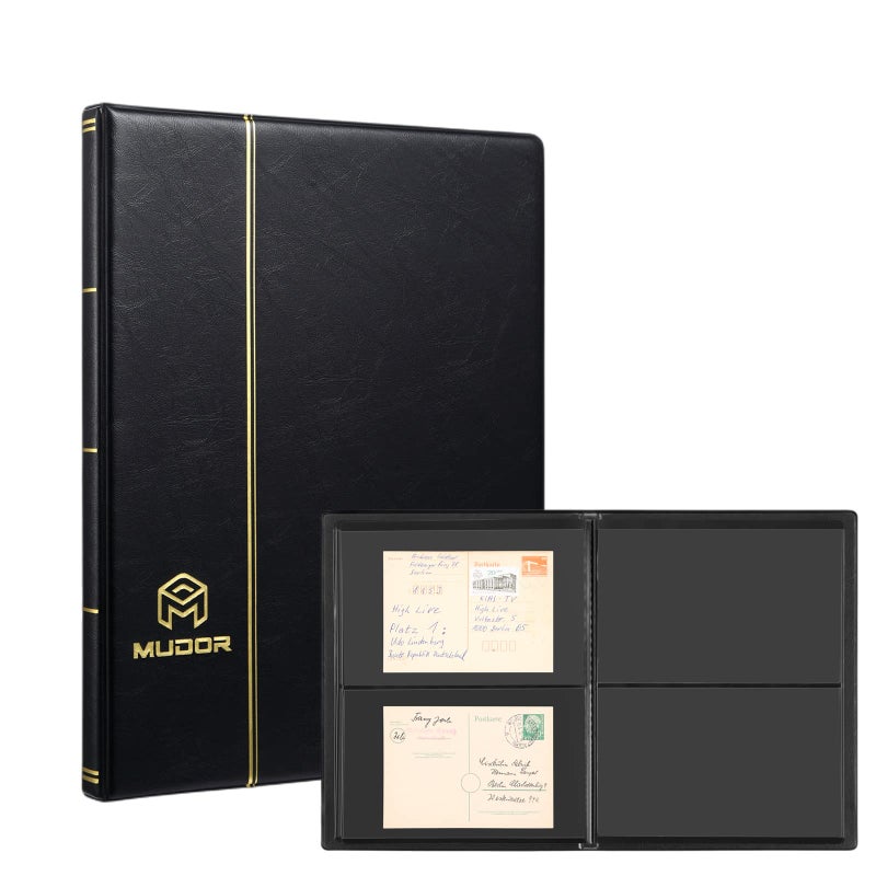 MUDOR Stamp Collecting Album 2 Rows Pockets Stockbook for Collectors 10 Sheets Black - Image 2