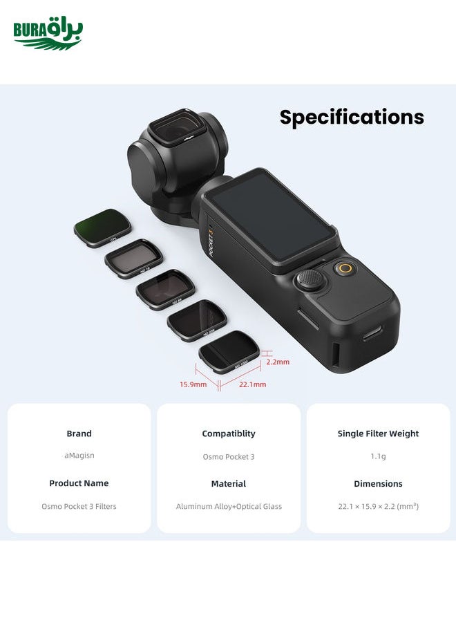 BURAQ For DJI Osmo Pocket 3 aMagisn HD Double Sided Coated Filters Sports Camera Protective Goggles, Style: ND16+ND64+ND256+ND1000  - Image 4