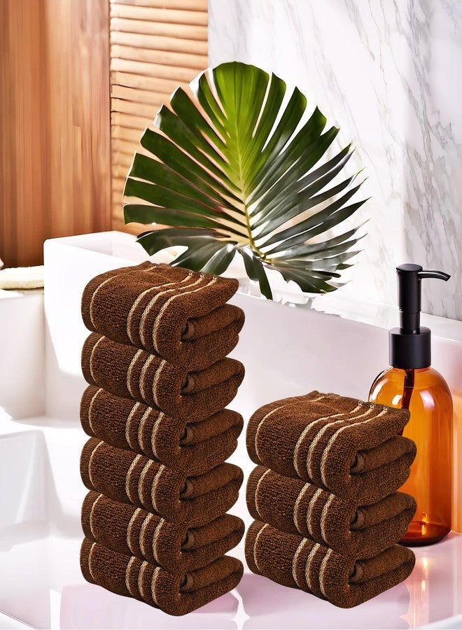 Kuber Industries (Pack of 9) Cotton Face Towel | 14x21 Inch | Workout Gym Napkins | Hand Towel For Men & Woman | Quick-Drying Napkins For Travel Use | Plain Crape-Dark Brown - Image 1