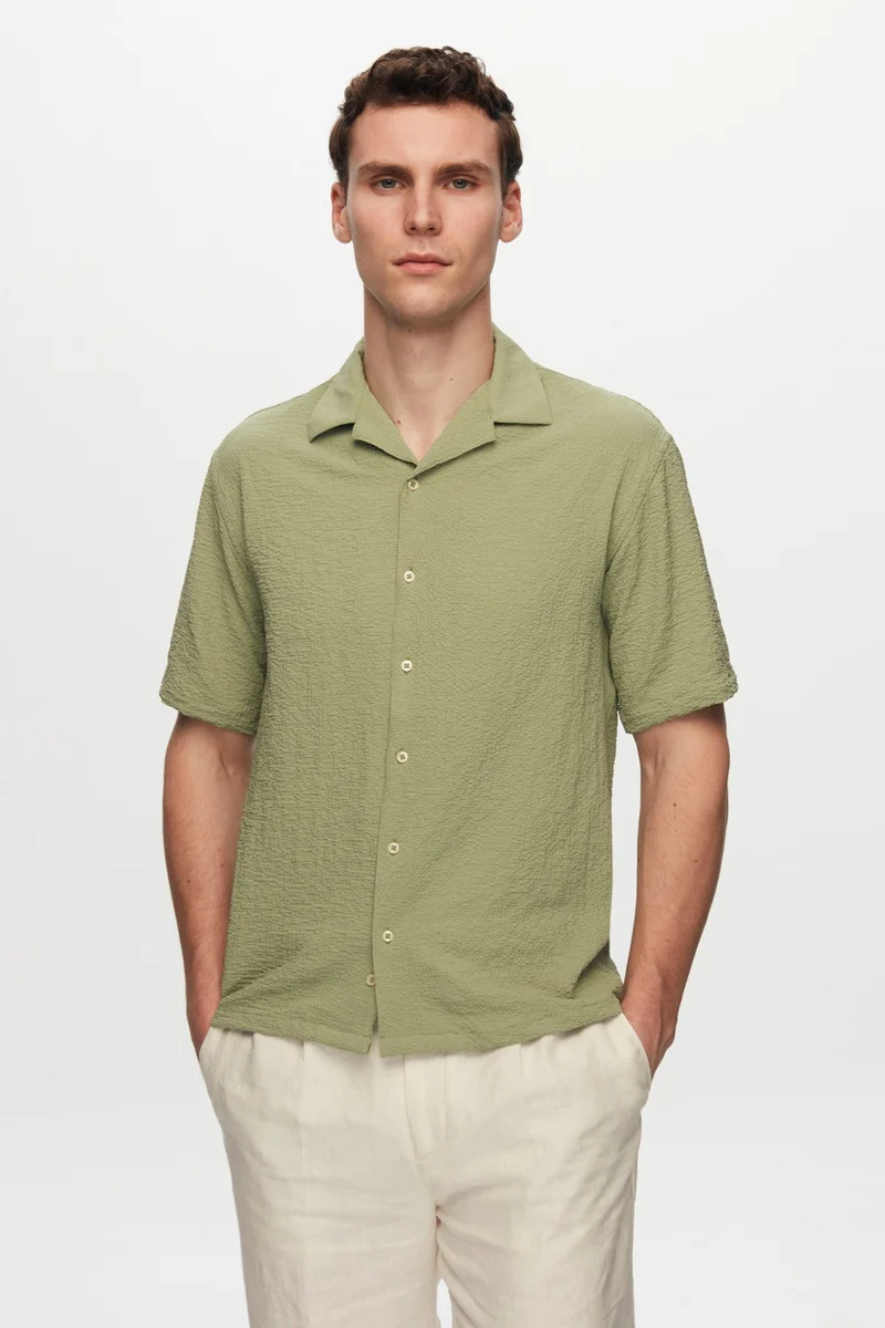 D'S DAMAT Relaxed Green Seersucker Shirt 0HC02ORT01313