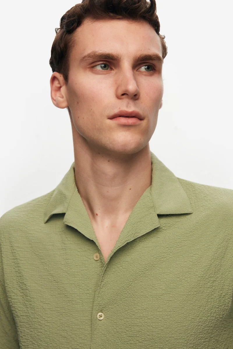 D'S DAMAT Relaxed Green Seersucker Shirt 0HC02ORT01313