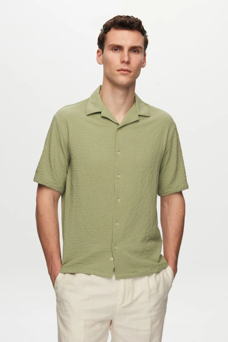D'S DAMAT Relaxed Green Seersucker Shirt 0HC02ORT01313