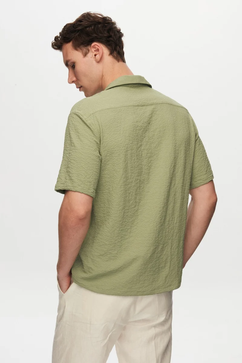 D'S DAMAT Relaxed Green Seersucker Shirt 0HC02ORT01313