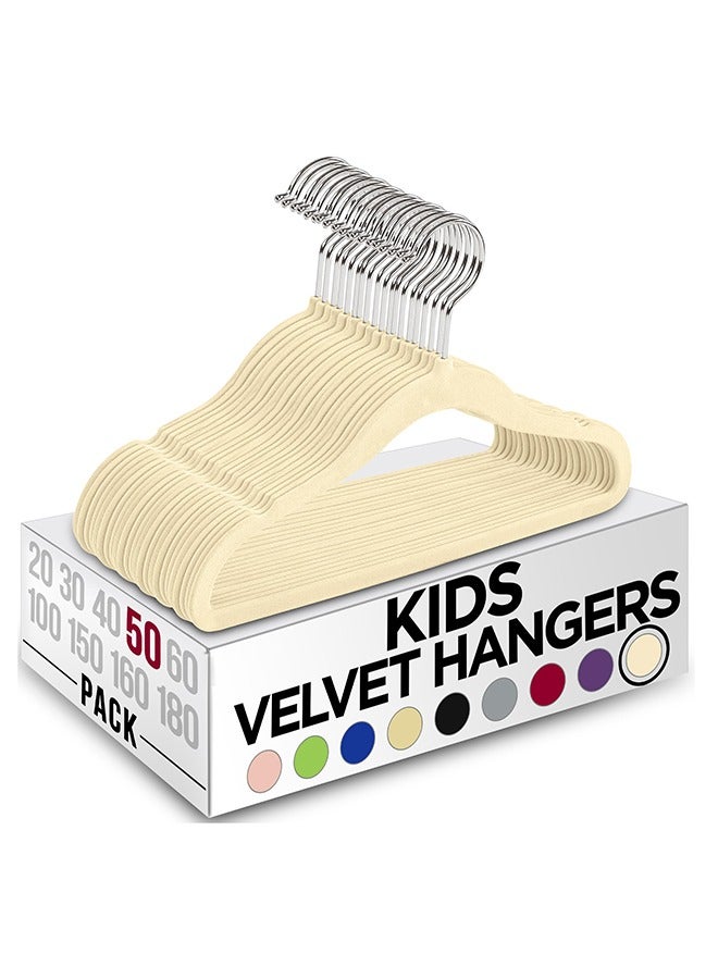 Arabest 50 Pack Kids Velvet Hangers - Durable 11" Wardrobe Hangers - Perfect Hangers for Everyday Use - Image 1