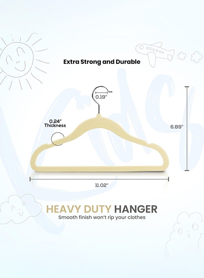 Arabest 50 Pack Kids Velvet Hangers - Durable 11" Wardrobe Hangers - Perfect Hangers for Everyday Use - Image 2