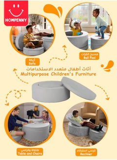 Hompenny Hompenny Multifunctional Children's Toy, Children's Creative Activity Center, Can Be Used as Game Sofa, Storage Box, Table & Chairs, Suitable for 1-12 Years, Grey  - Image 3