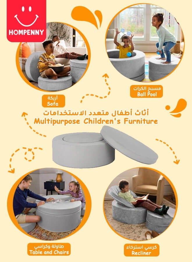 Hompenny Multifunctional Children's Toy, Children's Creative Activity Center, Can Be Used as Game Sofa, Storage Box, Table & Chairs, Suitable for 1-12 Years - Image 3