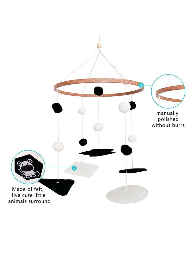 Vlokup Montessori Mobile for Crib, Black and White Mobile for Baby, Neutral Baby Crib Mobile for Boys Girls, Nursery Mobiles Nursery Decor for Pack N Play, Safari - Image 3