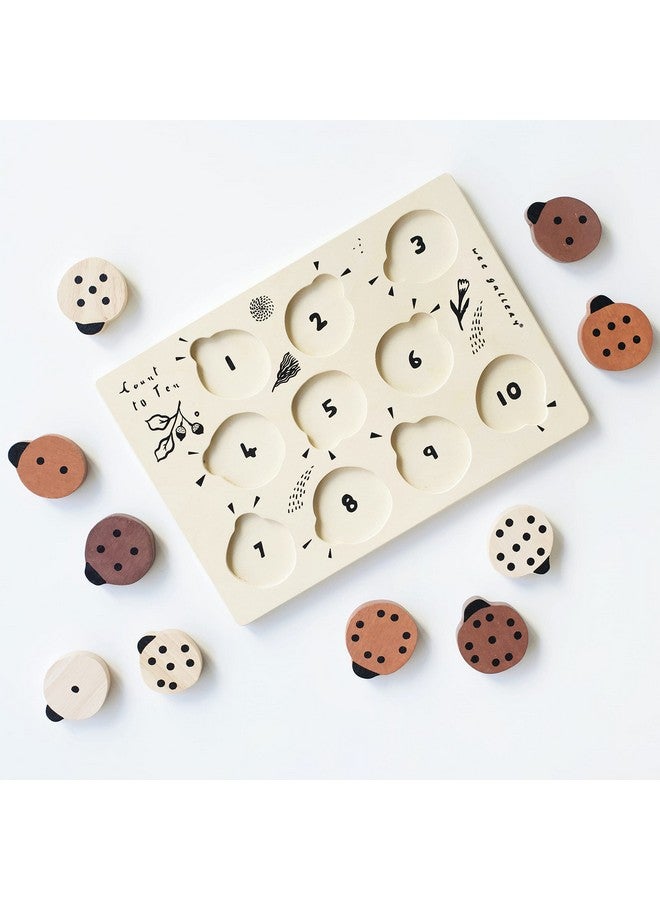 Wee Gallery Wooden Tray Puzzle Count To Ten Ladybugs Montessori Toys For Early Learning & Fine Motor Skill Development Sustainable Educational Toys For Kids (10X 7 Inches) - Image 4
