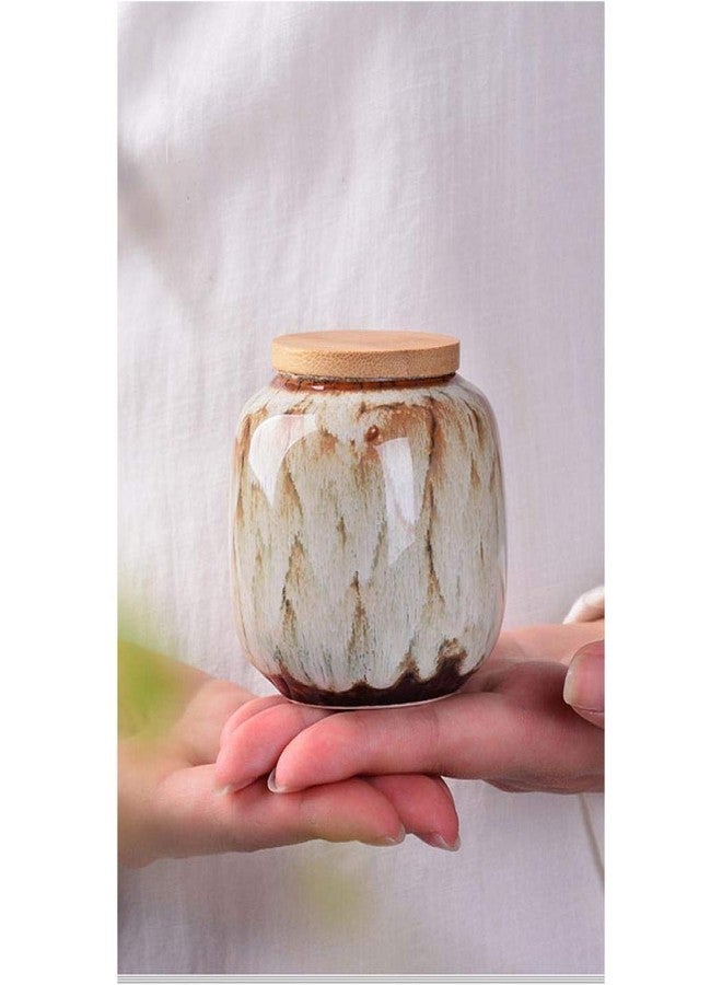 Gets Ceramic Storage Jars, Vintage Chinese Style Storage Jars with Bamboon Lid, Traditional Tea Tins Cans Canister for Kitchen Spice, Tea, Coffee, Condiment (Khaki) - Image 4
