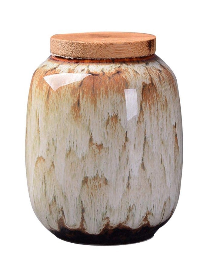 Gets Ceramic Storage Jars, Vintage Chinese Style Storage Jars with Bamboon Lid, Traditional Tea Tins Cans Canister for Kitchen Spice, Tea, Coffee, Condiment (Khaki) - Image 1