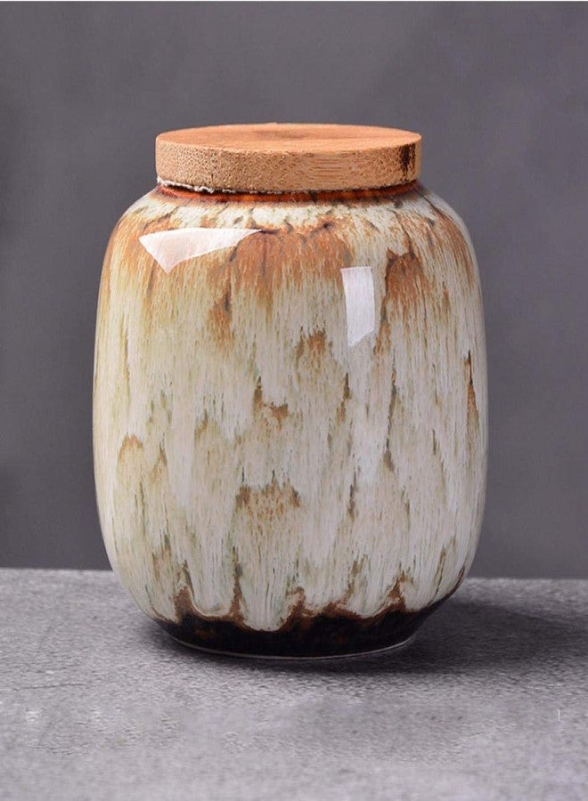 Gets Ceramic Storage Jars, Vintage Chinese Style Storage Jars with Bamboon Lid, Traditional Tea Tins Cans Canister for Kitchen Spice, Tea, Coffee, Condiment (Khaki) - Image 2