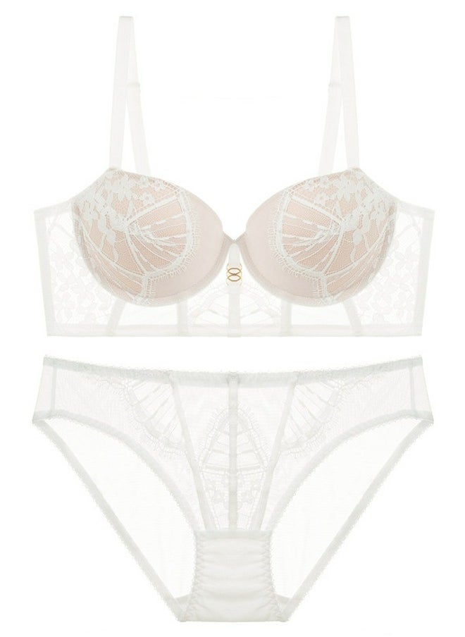 Loquat - Comfy Breathable Lace Bra And Panty Set White - Image 1