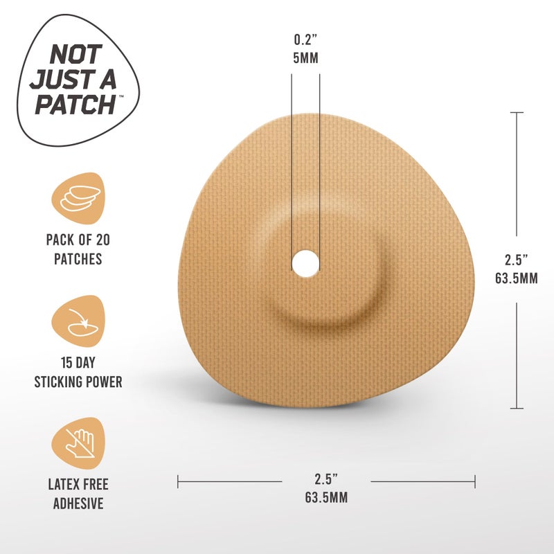 Not Just A Patch Freestyle Libre 3 Plus Sensor Covers (20 Pack) â€“ Breathable, Sweatproof & Secure Hold â€“ Precision-Cut Hole for Ventilation, Enhanced Adhesion & Gentle Support â€“ 10-14 Day Wear - Beige - Image 5
