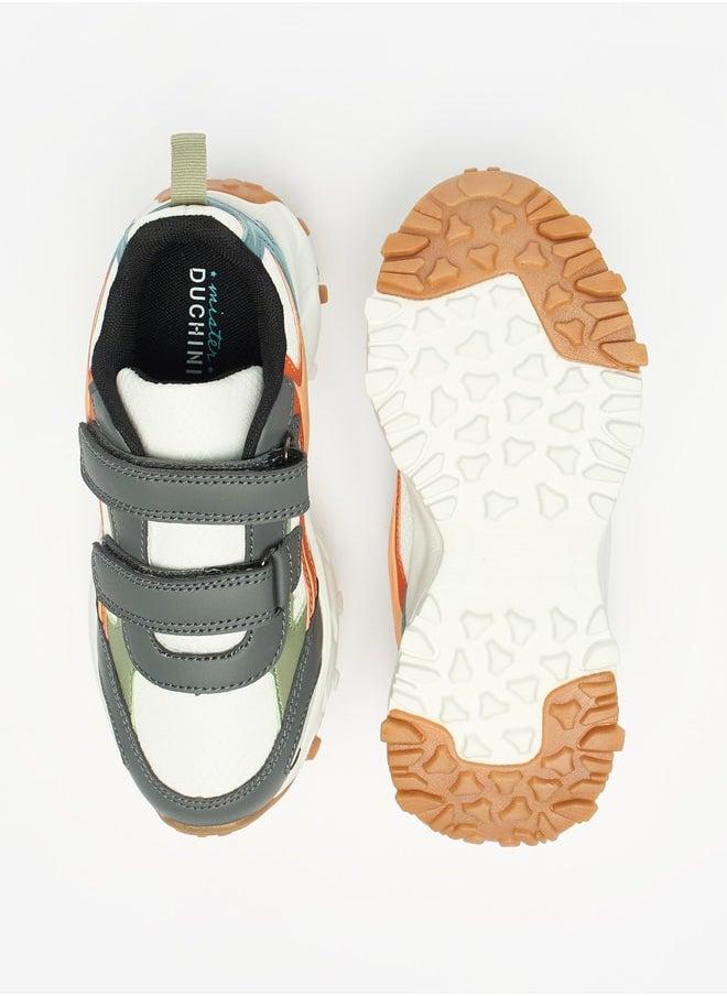 DUCHINI Boys Colourblock Sneakers with Hook and Loop Closure  - Image 4