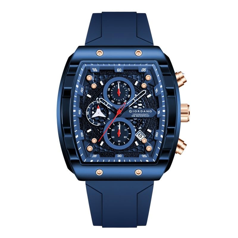 Giordano Square Dial Multifuncational Watch for Men with Stylish Design, Waterproof, Date Display & Silicone Strap - Image 1