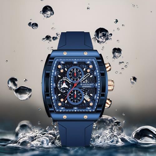Giordano Square Dial Multifuncational Watch for Men with Stylish Design, Waterproof, Date Display & Silicone Strap - Image 4