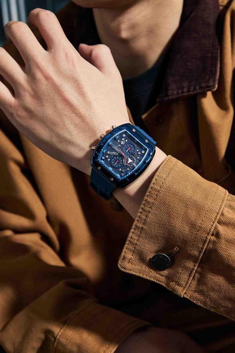 Giordano Square Dial Multifuncational Watch for Men with Stylish Design, Waterproof, Date Display & Silicone Strap - Image 2