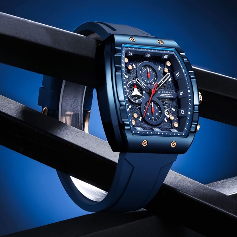 Giordano Square Dial Multifuncational Watch for Men with Stylish Design, Waterproof, Date Display & Silicone Strap - Image 3