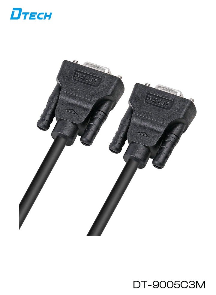 DTECH DB9 Serial Cable Female to Female RS232 9-Pin Straight-Through Cable, 3 Meters (10 ft), Black | High-Quality Shielded PVC | Gold-Plated Connectors | Model DT-9005CM3 - Image 2