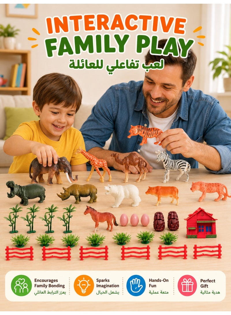 مجموعة ألعاب حيوانات السفاري مكونة من 36 قطعة، ألعاب حيوانات برية واقعية مع ملحقات موطنها، لعبة تعليمية بلاستيكية غير سامة، هدية للأطفال من عمر 3 سنوات فما فوق - Image 2