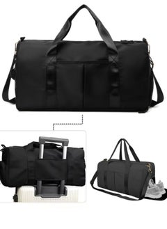 SUNCO Waterproof Gym & Travel Duffel Bag for Men & Women - Separate Shoe Compartment & Wet/Dry Pockets(Black)  - Image 1