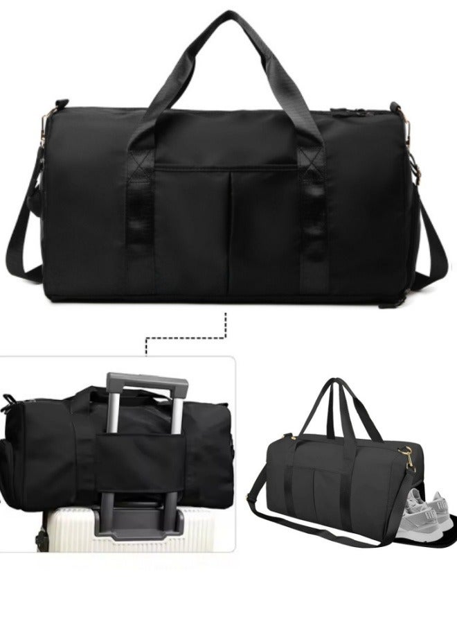 SUNCO Waterproof Gym & Travel Duffel Bag for Men & Women - Separate Shoe Compartment & Wet/Dry Pockets(Black)  - Image 1