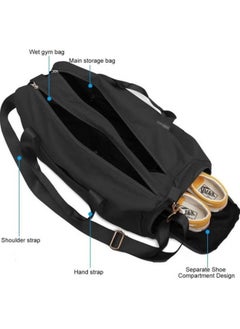 SUNCO Waterproof Gym & Travel Duffel Bag for Men & Women - Separate Shoe Compartment & Wet/Dry Pockets(Black)  - Image 2