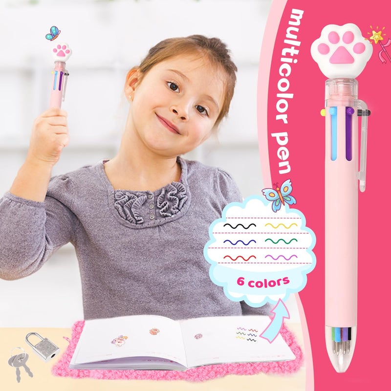 PrinBarBee Bear Diary with Lock,Cute Diary for 6 7 8 Year Old Girl,Kids Journal Notebook Set with Multicolored Pen,Plush Secret Diary Lined 160 Pages,Christmas Birthday Set for Kids - Image 4