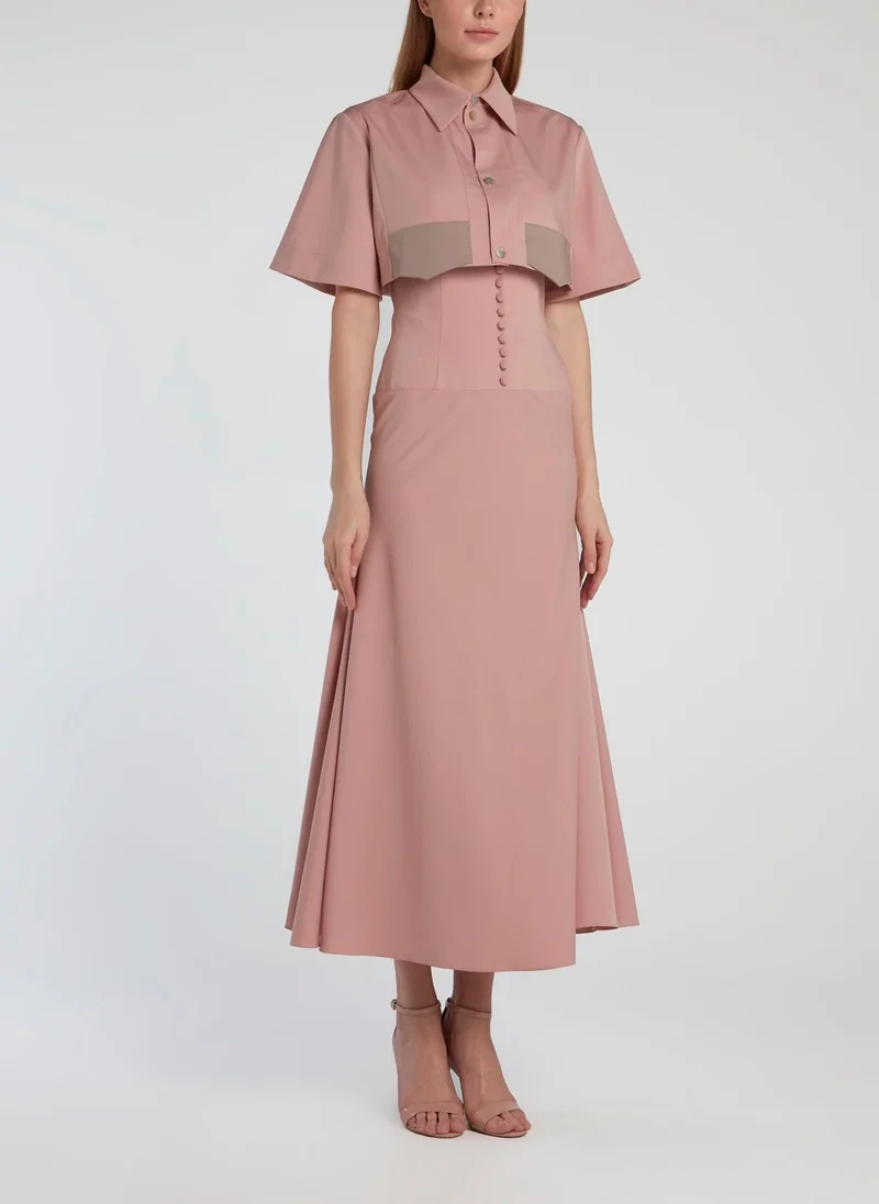 دالود Pink Midi Dress With Removable Top