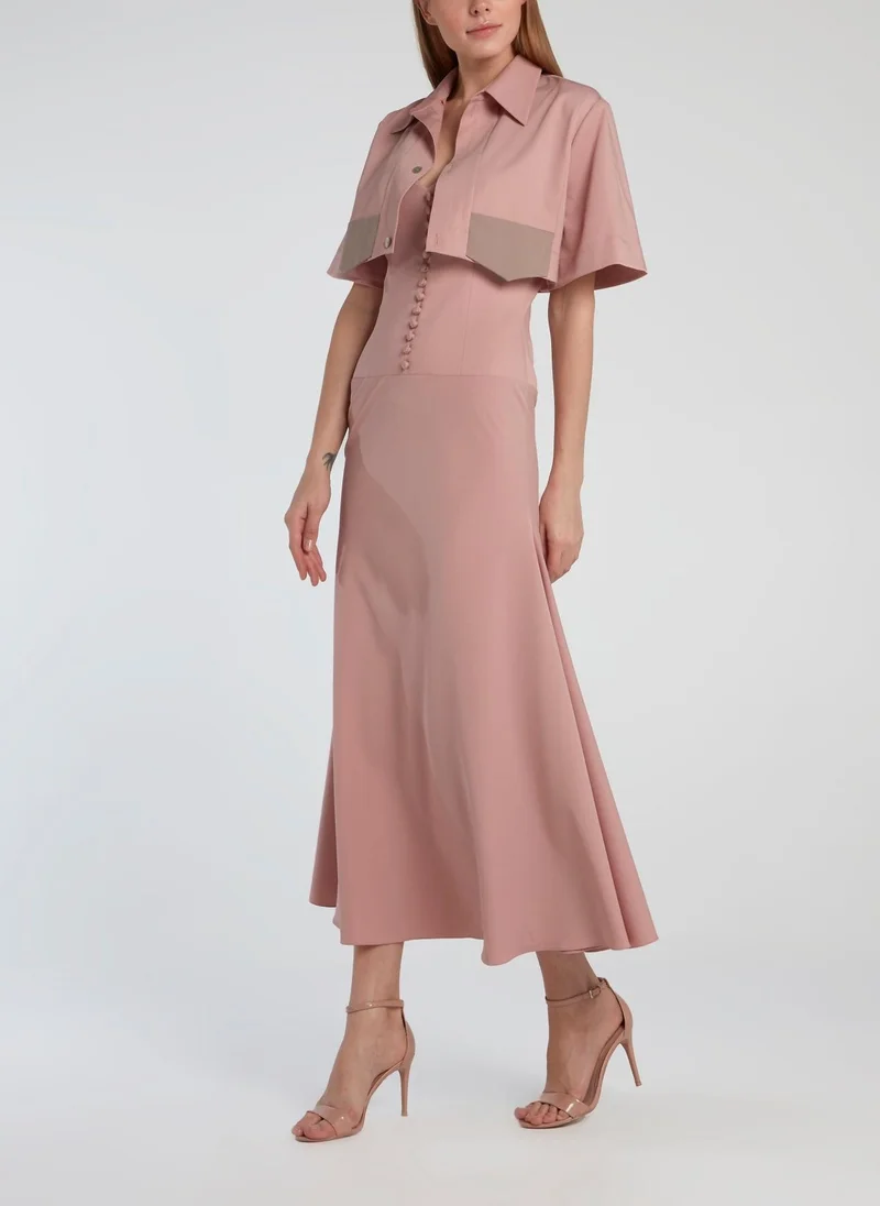 دالود Pink Midi Dress With Removable Top