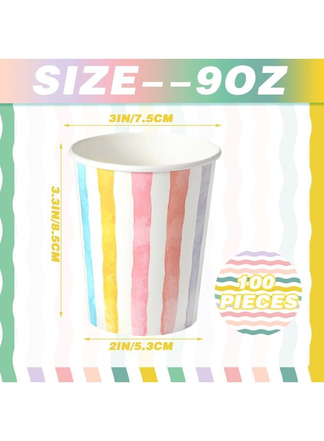 Funtery 100 Pcs 9 oz Paper Cups Muticolor Disposable Paper Cups Designed Hot Cocoa Cup Family Party Supplies Disposable Paper Cups for Hot Cold Drinks Coffee Holidays Celebration - Image 4