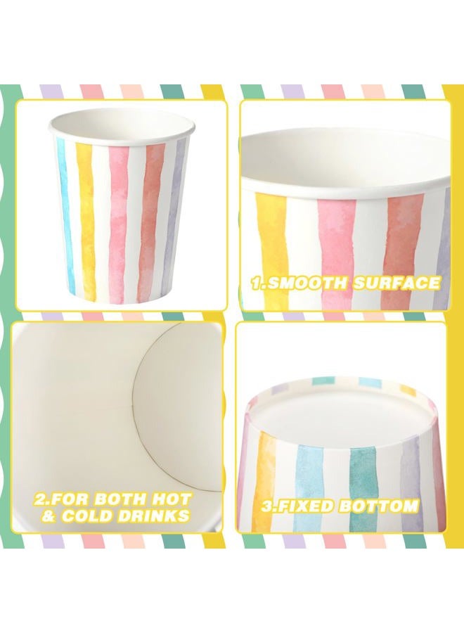 Funtery 100 Pcs 9 oz Paper Cups Muticolor Disposable Paper Cups Designed Hot Cocoa Cup Family Party Supplies Disposable Paper Cups for Hot Cold Drinks Coffee Holidays Celebration - Image 3