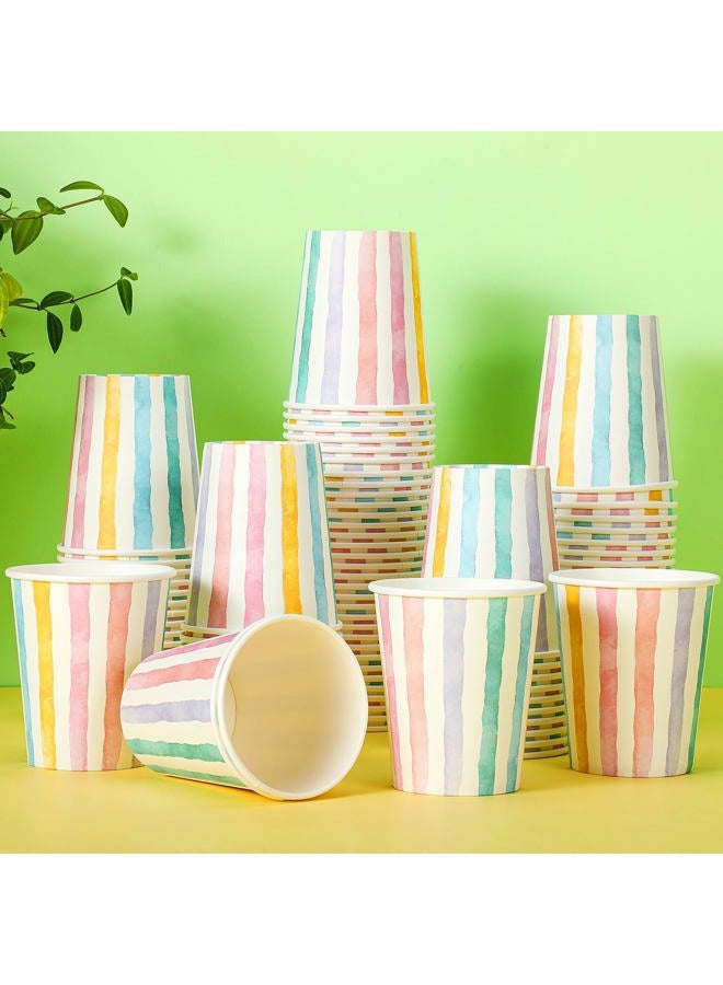 Funtery 100 Pcs 9 oz Paper Cups Muticolor Disposable Paper Cups Designed Hot Cocoa Cup Family Party Supplies Disposable Paper Cups for Hot Cold Drinks Coffee Holidays Celebration - Image 1