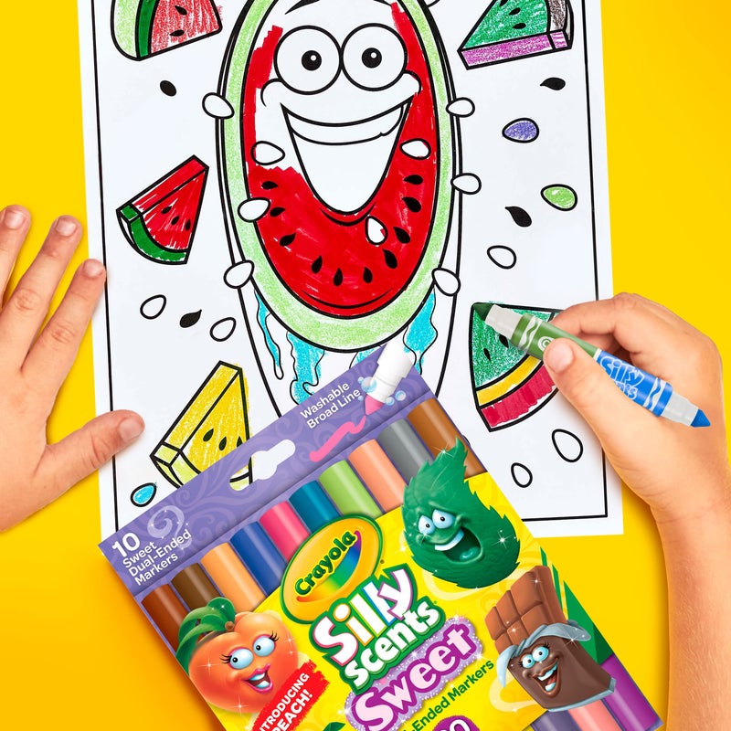 Crayola Silly Scents Dual Ended Markers, Sweet Scented Markers, 10 Count, Gift for Kids, Age 3, 4, 5, 6 - Image 2