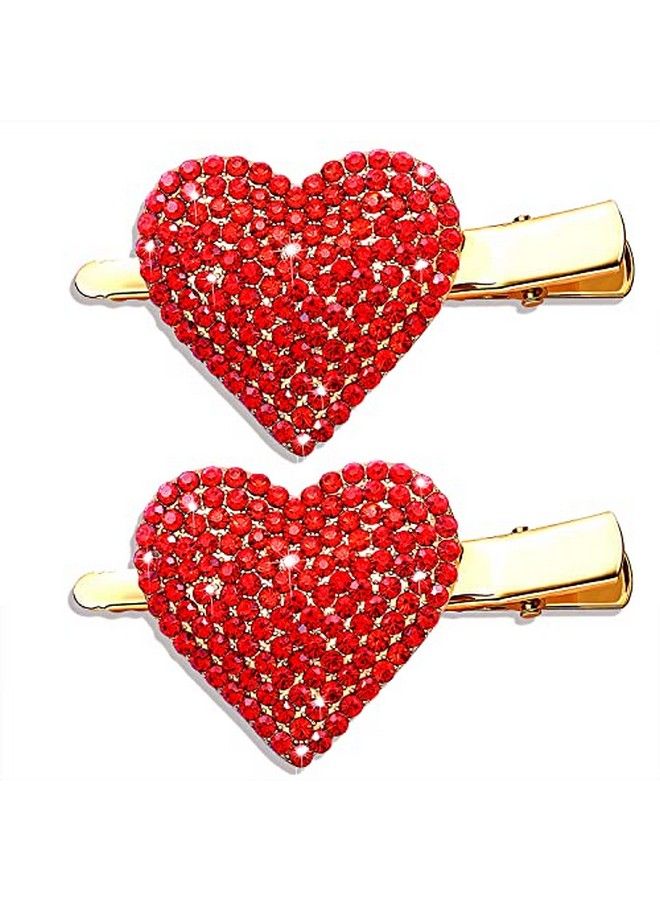 NVENF Valentine’S Day Heart Hair Clips For Women Rhinestone Glitter Enamel Heart Hairpins Sweet Lovely Heart Hair Barrettes Styling Hair Accessory Party Gifts (Full Rinestone Heart) - Image 2